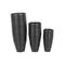 Black Ribbed Floor Metal Vase Set with Horizontal Grooves